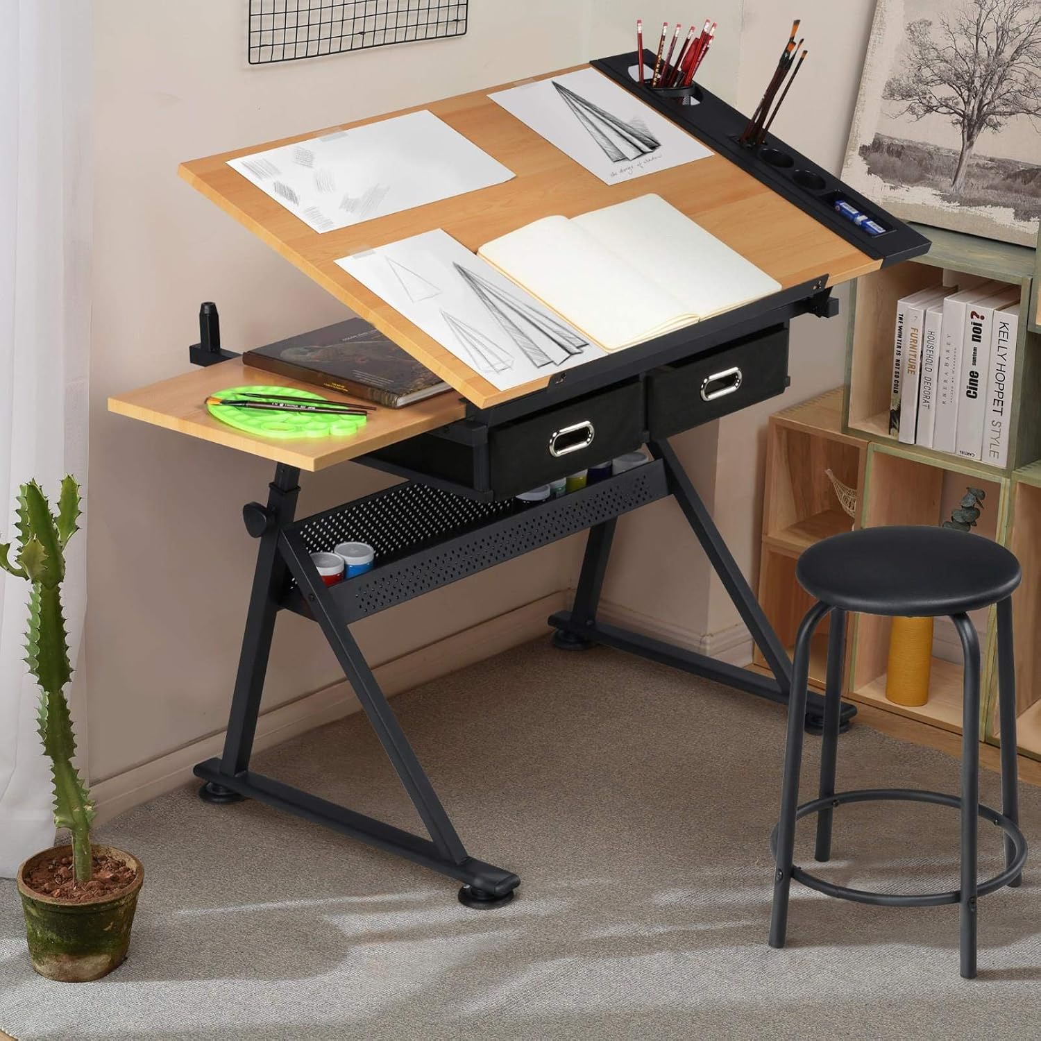 Adjustable Drafting Table Art  - Office Stool 评论和价格