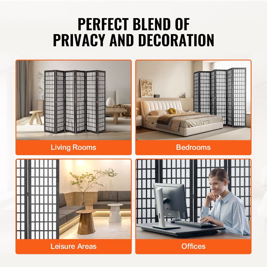 6 Panel Japanese Room Divider  - Partition Screen Divider 评论和价格