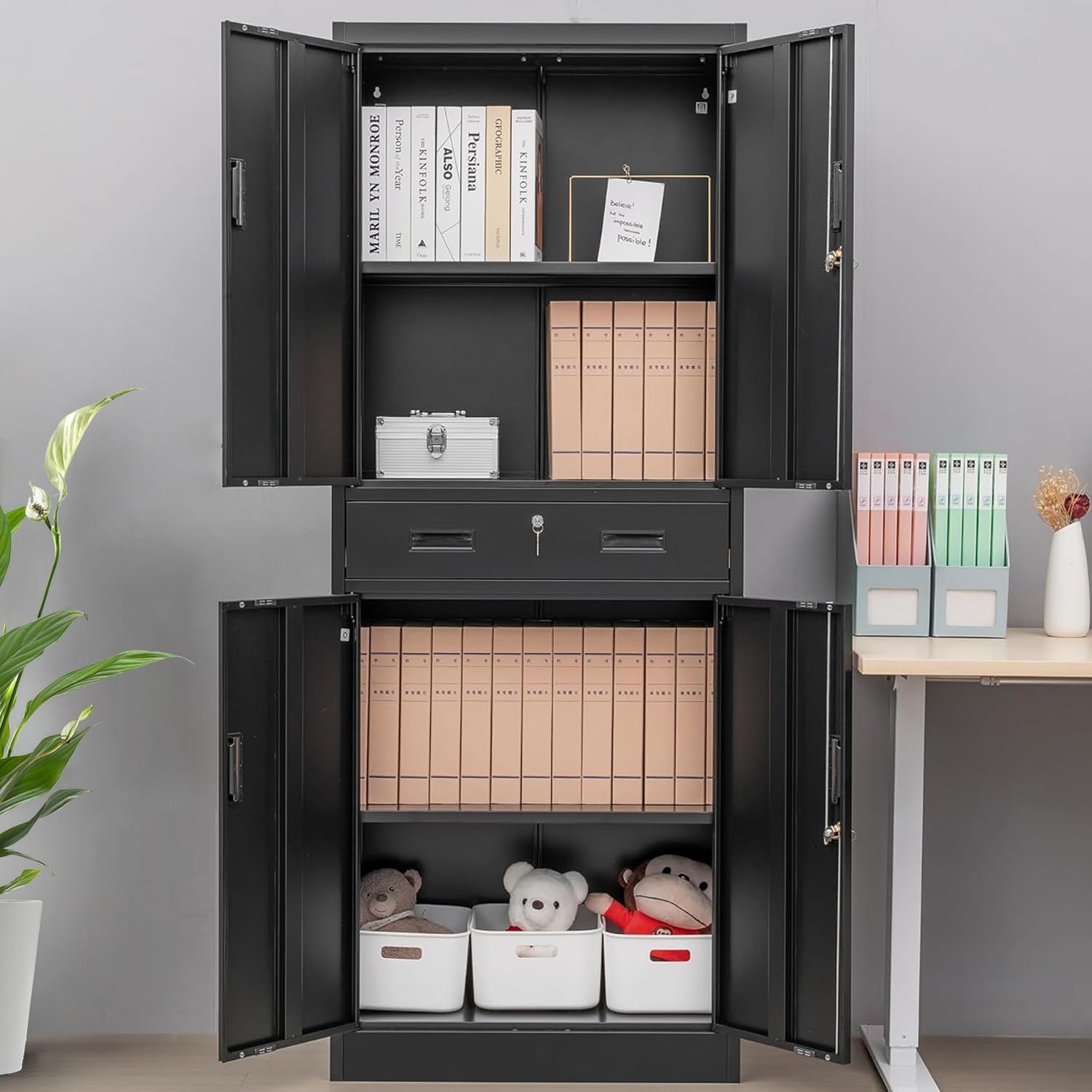 Tall Metal Storage Cabinet Wit - File Cabinet 评论和价格