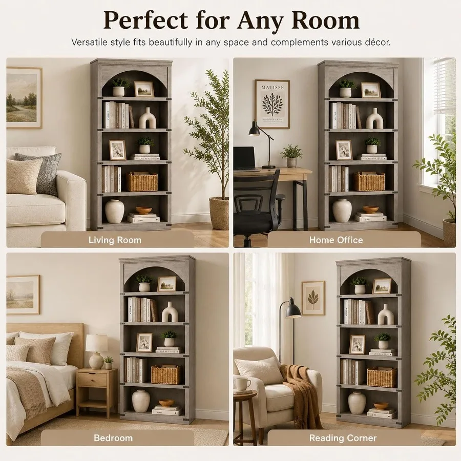 68.7 Tall Farmhouse Arched Boo - Bookshelf 评论和价格
